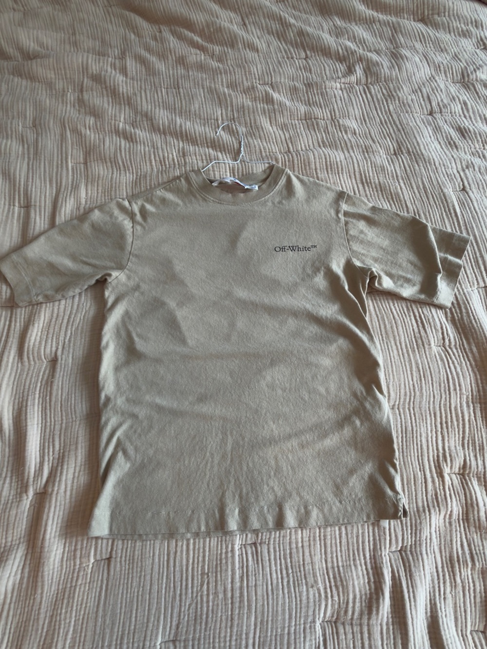 Off-White Men’s Short Sleeve Crewneck Tee in Beige